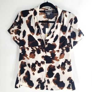 Calvin Klein button down short sleeve top blouse New Size M